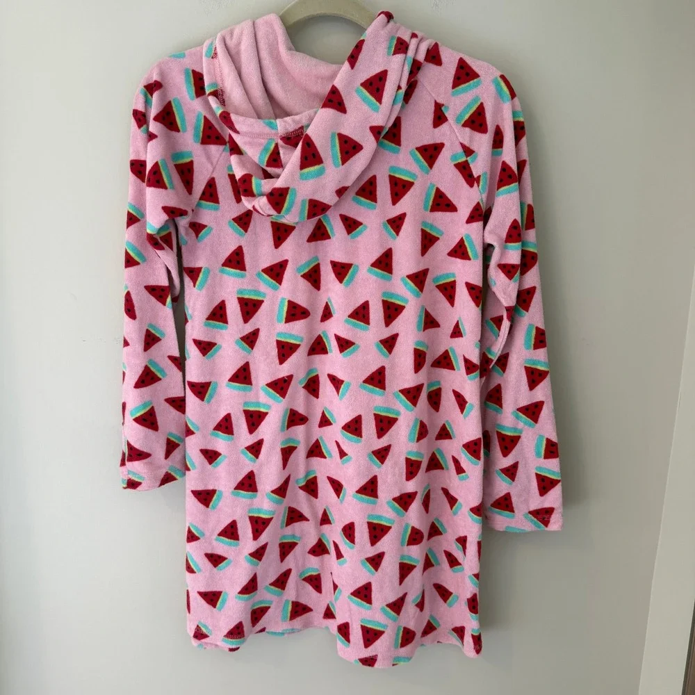Hanna Andersson Girls Pink Watermelon Terry Cloth Hooded Swim Cover Up 14-16